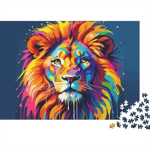 Puzzle de 1000 piezas de león colorido, el regalo ideal para adultos y noches en familia