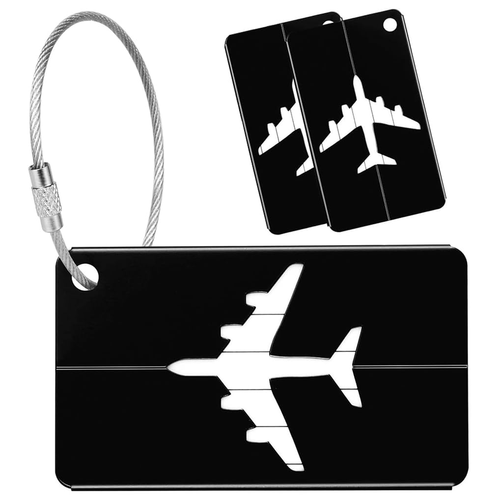 ZIBUYU® Lage Tags Aluminum Alloy with Privacy Cover and Steel Loops 3 Pack for suitcases Handbags Backpacks Easy Travel Identification-image-7