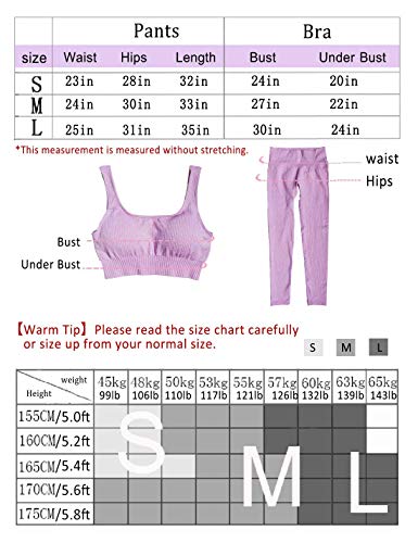 Women\'s Workout Sets 2 Pieces Sets Seamless High Waist Yoga Leggings with Stretch Sports Bra Gym Activewear Set