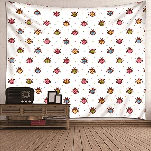 Tapisserie murale tissu anime motif coccinelle journal multicolore occultante
