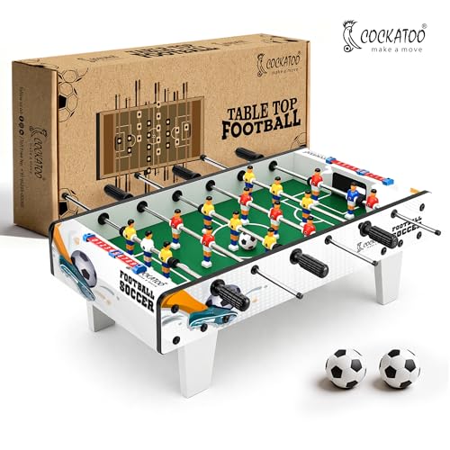 Image of Cockatoo Indoor Soccer Game for Boys & Girls, Foosball Big Table with 6 Rod Cap, 6 Handles and 18 Players, 2 Ball, 2 Scorer, 2 Goal Box, Wooden Size: 50 * 37 * 15.5cm -Blue & White