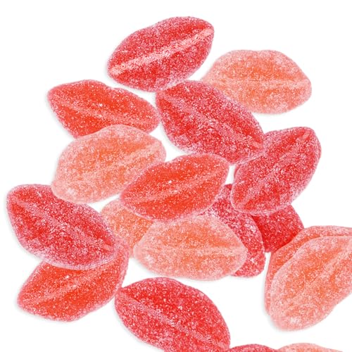Gift Boutique Valentine Pucker Lips 1 Lb Gummy Lip Candy Assorted 68 Pack Cherry Watermelon Strawberry Flavored Chewy Sugar Sanded Bulk Party Treats