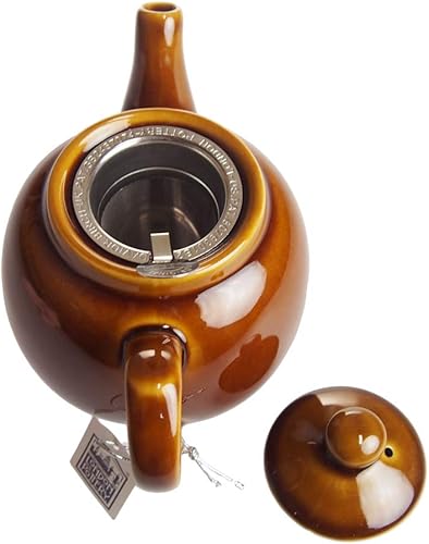 Miniatura 134 de London Pottery Farmhouse - Tetera pequeña con infusor, cerámica, verde, 2 tazas (20.3 fl oz) Verde,Rosado,Agua,Azul Francés,Brillo