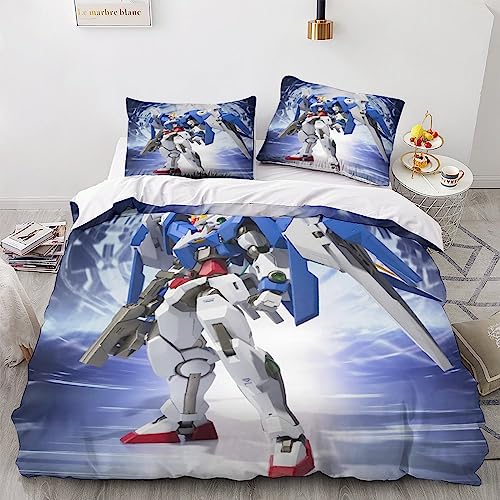 Gundam housse de couette microfibre douce parure lit imprimé mecha 3D fermeture éclair