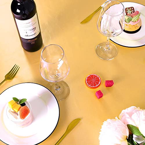 Turstin 2 Pieces Round Satin Tablecloth 120 Inches Overlay Table Cover Smooth Fabric Table Decor Bright Silk Tablecloth For Holiday Dinner Wedding Banquet Table Decoration (Gold) #TOP4