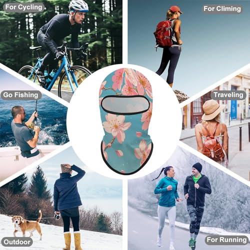 Balaclava para hombre y mujer, máscara completa para esquiar, ciclismo y motociclismo, con diseño floral miniatura 6