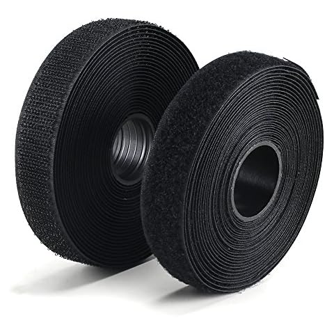FOGAWA Hook and Loop Tape Sew On Tape 5m x 20mm Non-Adhesive Nylon Fabric Fastener Fastening Tape Black for Sewing Crafting Fixing Cushions Clothes Cover