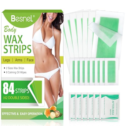 Wax Strips-84 Strips for Hair Remover, Waxing Strips for Women, Hypoallergenic Body Wax Strips for