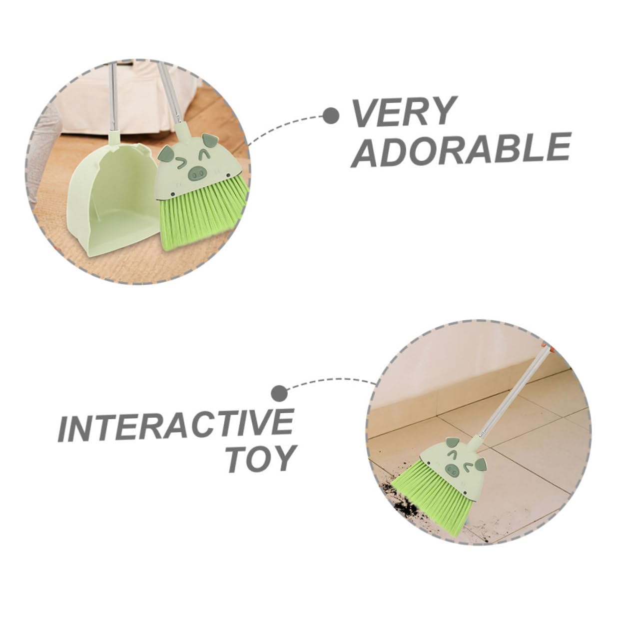Giocattolo Scopa Paletta e Mop per Materiali Sicuri in Plastica e Acciaio Inossidabile Design Cartoon Leggero e Facile da Usare Regalo Educativo per Pulizia e Coordinazione