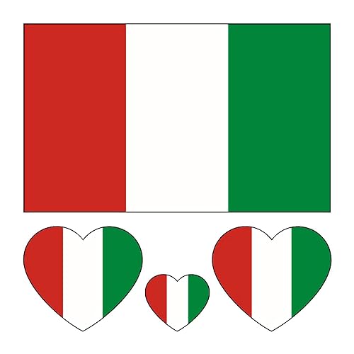 Tatuajes de bandera italiana, 10 hojas de calcomanías temporales de tatuajes faciales de la bandera de Italia, 40 piezas impermeables para sudor,