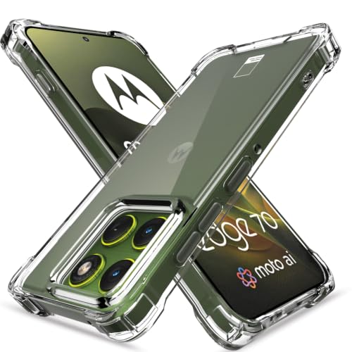 Image of Outlouders Back Cover for Motorola Moto Edge 70 5G Clear Transparent PC + TPU Bumper Case with Raised Edges for Shockproof Protection (Transparent)