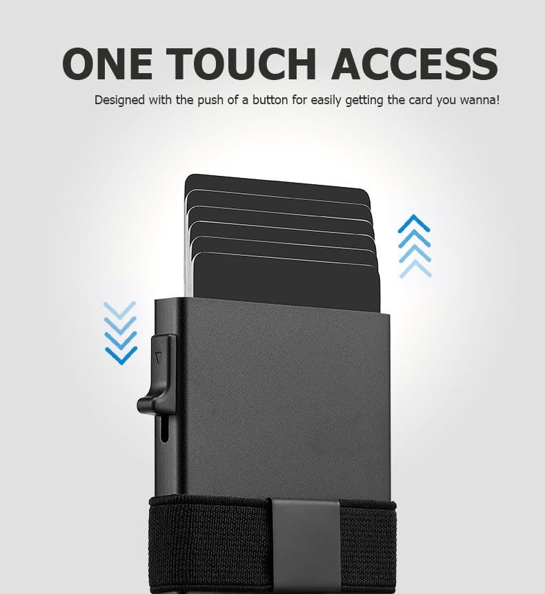 Jenoss Smart Pop Up Wallet for Men: Aluminum Card Holder Wallet, Slide Pop Up Case, Slim Metal RFID Blocking Credit Card Holder, Minimalist Compact 12+ Cards Slot Organizers ID Money Clip ( Carbon )4