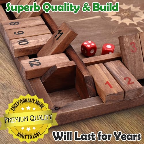 Shut The Box juego familiar de mesa de madera miniatura 7