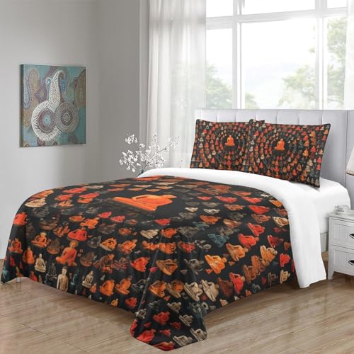 Parure bouddhiste 3D lit double en microfibre haute densité - 5