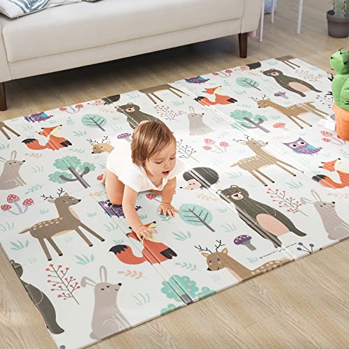 Image of LAITIMIA Baby Play Mat 79" x 59" x 0.4" Extra Large Crawling Mat Thick Foam Activity Mat for Babies Anti-Slip Mat for Kids Toddlers Waterproof Tummy Time Mat Portable Playmat for Outdoor Travel (Zoo)