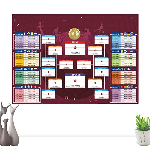 Gráfico de parede do jogo da Copa do Mundo de Futebol de 2022 | Calendário do Torneio de Futebol,Cro