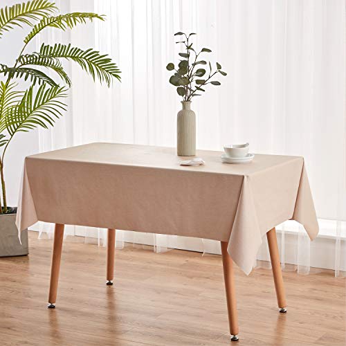 Image of NLMUVW Square Vinyl Tablecloth Heavy Duty, 100% Waterproof PVC Table Cloth Wipe Clean Oil Proof Table Cover for Kitchen Dining Picnic, Champagne, 54 x 54 inch