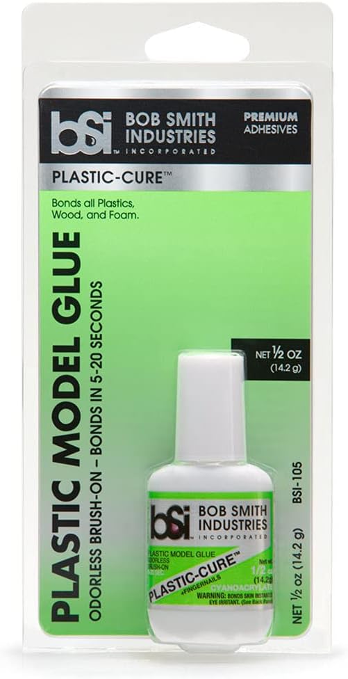BSI-105 Plastic-Cureโข Brush-On Odorless Foam-Safe Super Glue - Clear Cyanoacrylate Adhesive for Plastics, Foam & Crafts (0.5 oz)