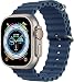 Produktbild Ocean Armband Kompatibel mit Apple Watch Ultra Silikon Armband 49mm 45mm 44mm 42mm,Silikon Sport Loop Strap mit Ersatzband für iWatch SE/8/7/6/5/4/3/2/1,Damen Herren,Navy Blau