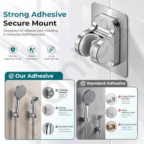 Image of Plantex Bathroom Hand Shower Full Set /3 Mode Handheld Shower with 1.5m Hose Pipe & Self-Adhesive Shower Holder /ABS Shower for Bath - (Chrome, Combo)
