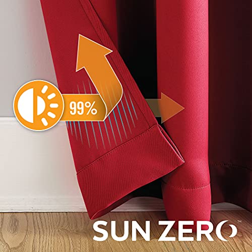 Sun Zero Soho Blackout Energy Efficient Grommet Curtain Panel Pair, 54" x 96", Red, 2-pack, W 54" x L 96" (2 Panels) - Image 4