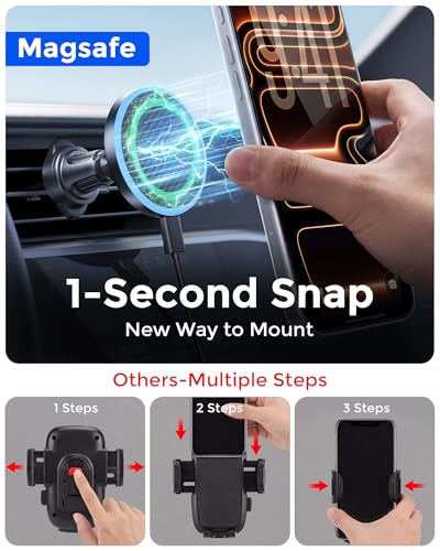 Estbuc 2-in-1 15W MagSafe Wireless Car Charger (Dual Dash & Vent Mount) — view 7