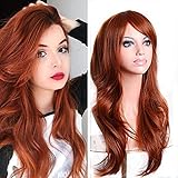 TopWigy Fox Red Long Curly Hair Wig, Heat Resistant Synthetic Big Wave Fiber Natrual Wigs for Woman Party Costume Cosplay Daily Use (Fox Red, 28')