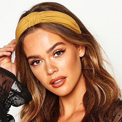 Image of DRESHOW 8 Pack Knotted Headbands for Women Wide Turban Headband Yoga Exercise Ribbing Hair Hoop Hair Bands Accessories