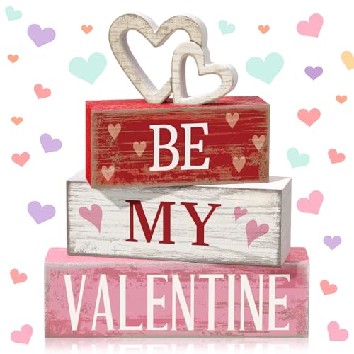 Moucuny 4 Pcs Valentine Decorations Valentine Wooden Sign Love Table