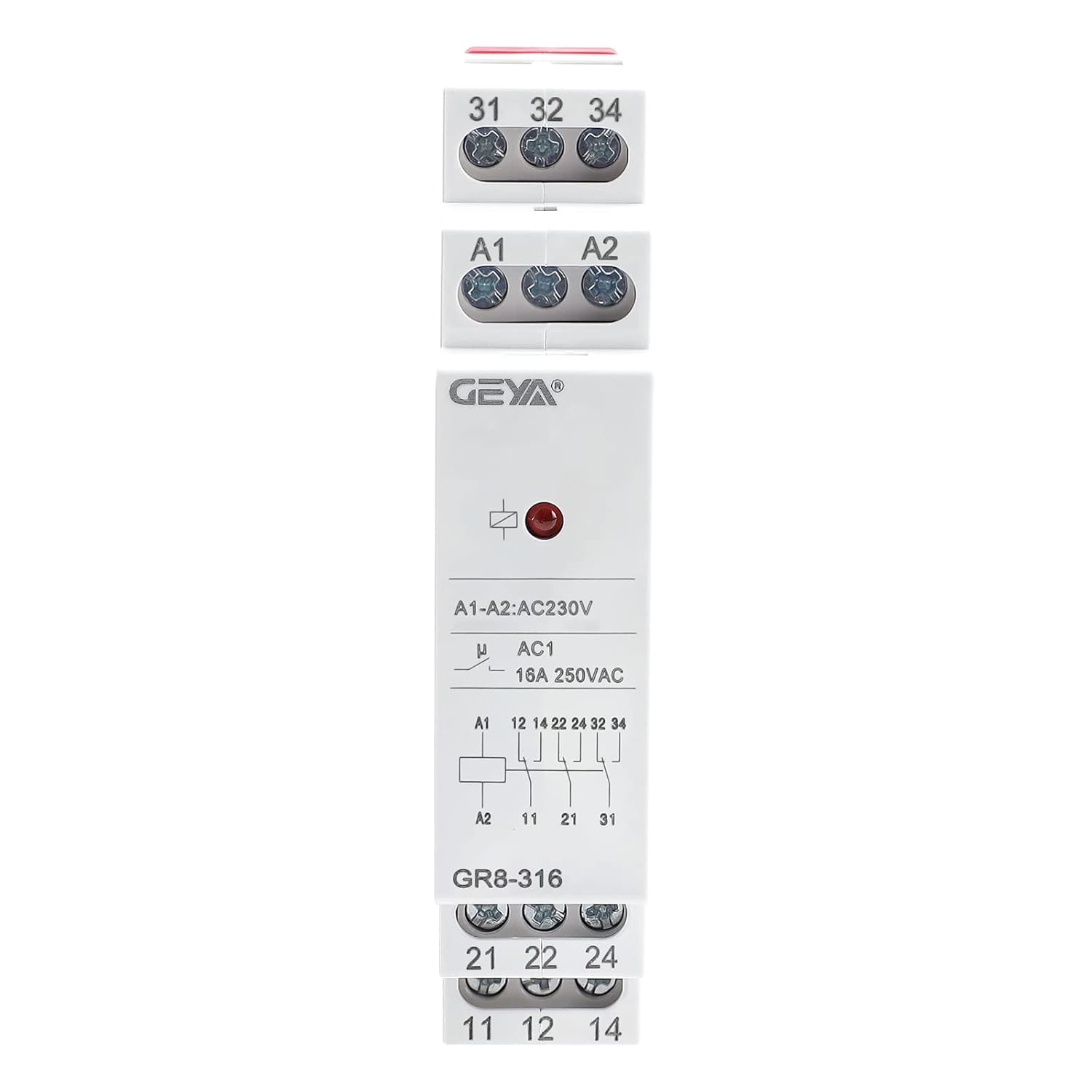 GEYA Intermediate Relay Auxiliary Relay 16A 3SPDT Din Rail (GR8-316 AC230V)