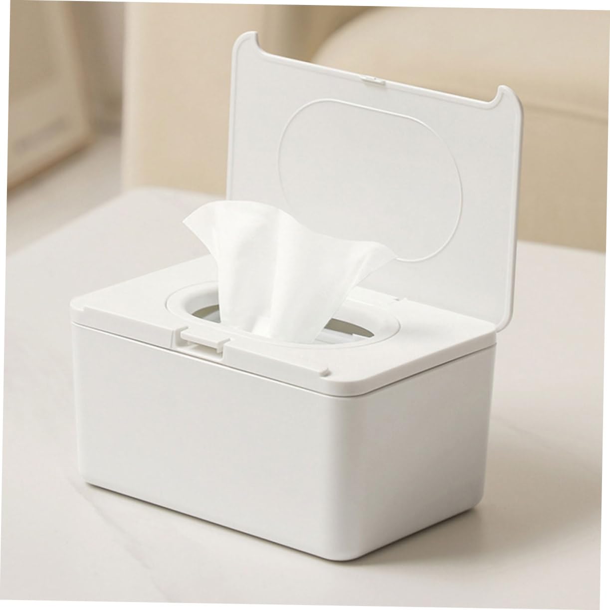 Mikikit Contenitore per Salviettine Umidificate per Ragazzo Ragazza in Plastica Bianca Coperchio, Riutilizzabile, 2 Pezzi, per Uso Domestico Viaggio