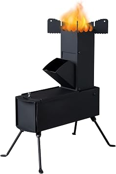 Camping Rocket Stove,Portable Wood Burning Stove,Tent Stove,Heating Burner Stove,Fire Camping Stove for Cooking Backyard,Cooking Camping Grill Outdoor Events BBQ Black B
