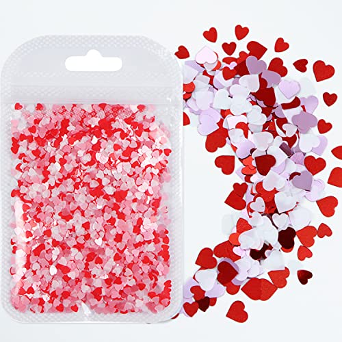 Heart Nail Art Decals Pink Heart Nail Sequins Holographic Sweet Love Heart Nail Glitter Flakes Shining Sequin For Nail Art Paillette Manicure 3D Diy Nail Art Decorations 1Bags (Pink) #TOP19