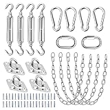 TooTaci Shade Sail Hardware Kit with Chains Rope 1M× 4pcs,Stainless Steel Sun Shade Sail Hardware Ki