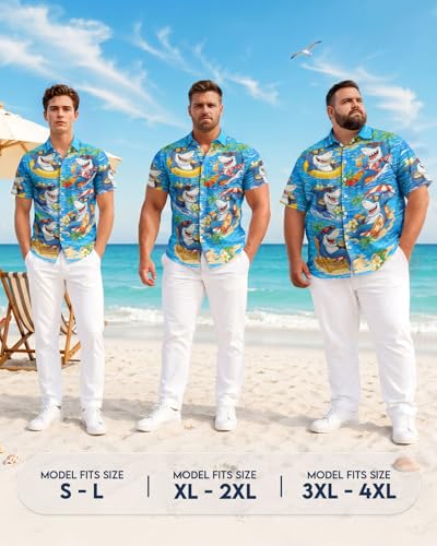 Image of 99TIMORO Fathers Film Button Down Shirt for Men, Funny Hawaiian Short Sleeve Top, Summer Beach Gifts