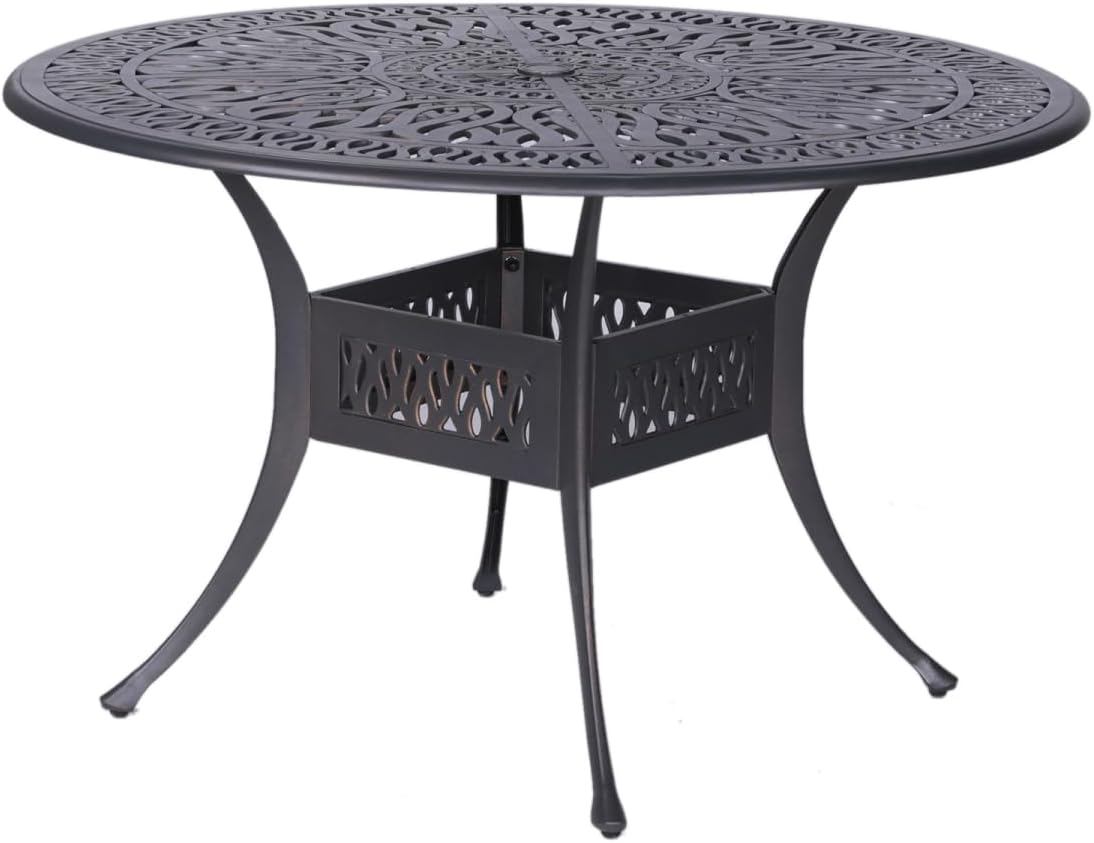 Outdoor Patio Aluminum Dining Table, 48" Round, French Quarter Design