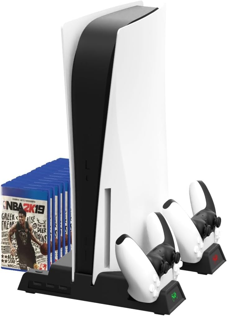 Occus SUNDI PS5 Cooling Stand 2 Controller 13 Game Storage Charger Stand Cooling Fan for PS5 Digital Edition/Ultra HD Console