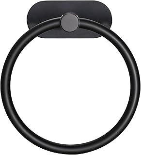 タオル掛け 粘着 ステンレス 16cm 壁掛け タオルリング タオル掛け タオルハンガー おしゃれ トイレ バスルームアクセサリー キッチン 浴室 壁掛け ブラック/シルバー (ブラック)