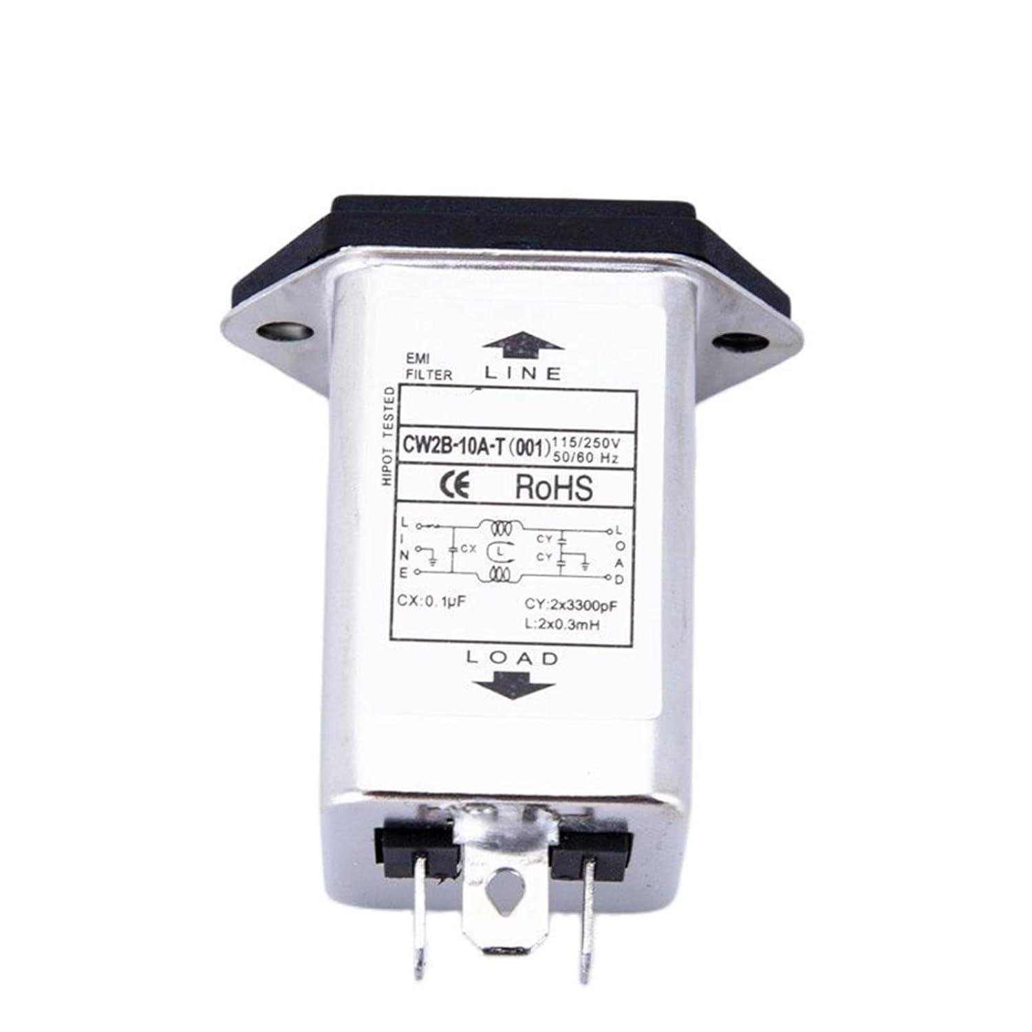 CW2B-10A-T (001) IEC 320 C14 Male Socket 10A Power EMI Filter with Fuse