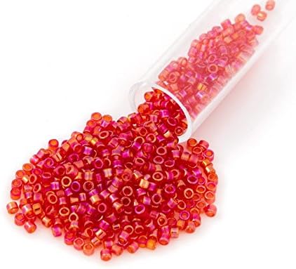 Miyuki Delica Seed Bead 11/0 Transparent Cherry Red AB (18 Grams)