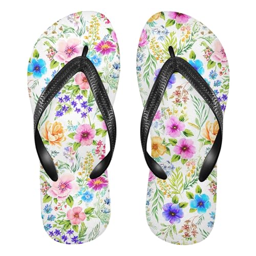 Burbuja Botanical Flowers Greenery Flip Flops for Women Men, Soft Thong Sandals Rubber Slippers for Pool Beach Essentials