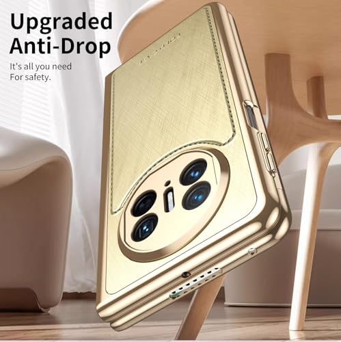 Protection intégrale Huawei Mate X3 pliante fine antichoc dorée en cuir - 5