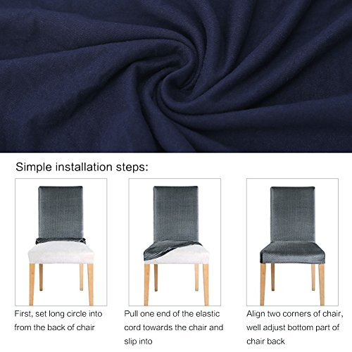 Fuloon 6 Pack Super Fit Stretch Removable Washable Short Dining Chair Protector Cover Seat Slipcover for Hotel, Dining Room, Ceremony, Banquet Wedding Party - Thumbnail 7