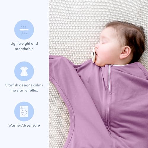 SleepingBaby Zipadee-Zip Transition Swaddle 2-Pack - Starfish Design for Self-Soothing & Better Sleep - Ideal for Rolling Babies - Classic Lavender, Medium (6-12 Month) by SleepingBaby - Image 3