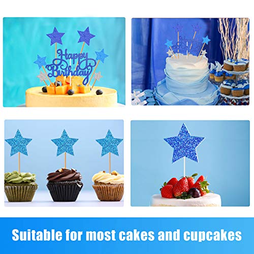 VAINECHAY Verjaardagstaartversieringen Meisje Gelukkige verjaardagstaarttoppers Jongen Blauwe ster Cupcake-decoraties… - Image 3