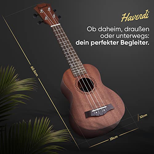 Havendi Sopran Ukulele 21 Zoll aus Mahagoni mit Aquila Saiten