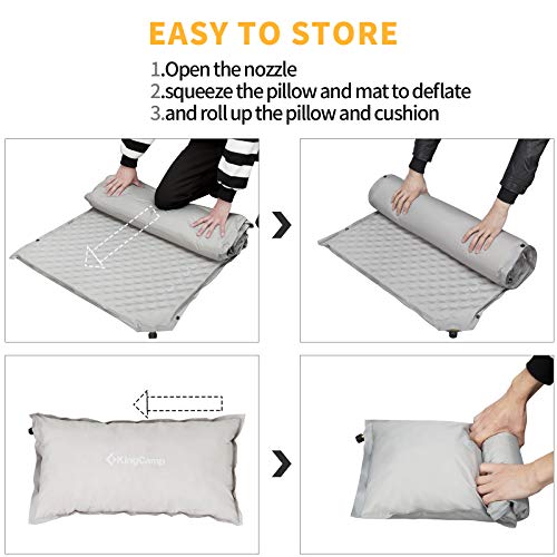Kingcamp Comfort Self-Inflating Camping Sleeping Pad With Pillow Waterproof Portable Memory Foam Mattress Mat Compact Ultralight For Backpacking, Traveling, Hiking #TOP6