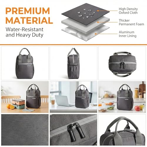 Image of Wooum 7.5L Thermal Insulated Lunch Bag for Office Men Women Large Tiffin Bag with Bottle Holder Food Bag Insulated Lunch Box Carry Bag