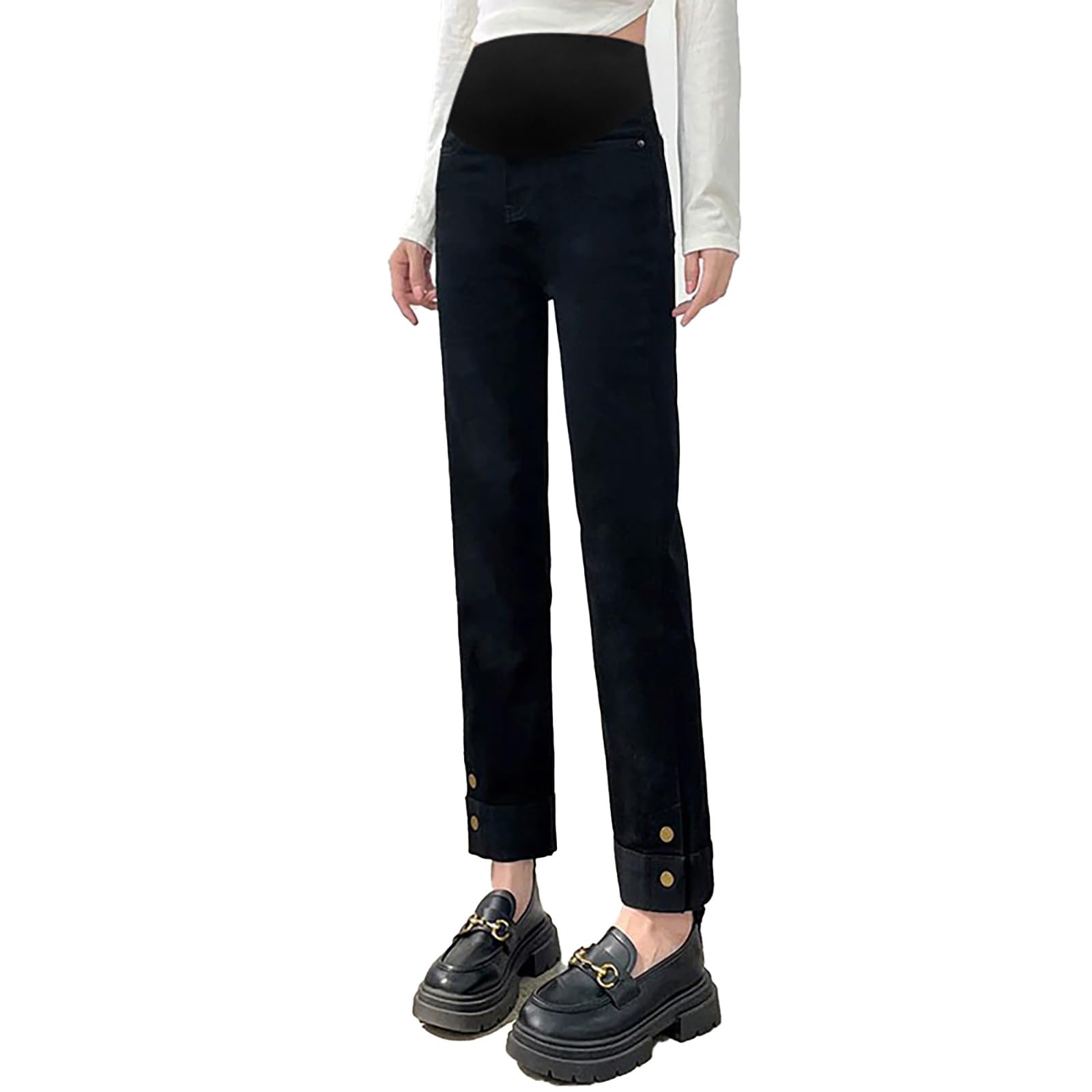 Jean de grossesse 2026 pour femme, taille haute stretch, pantalon de grossesse confortable, décontracté, jambe droite, extérieur, vêtements de tous les jours, coupe ample, pantalon en jean fin