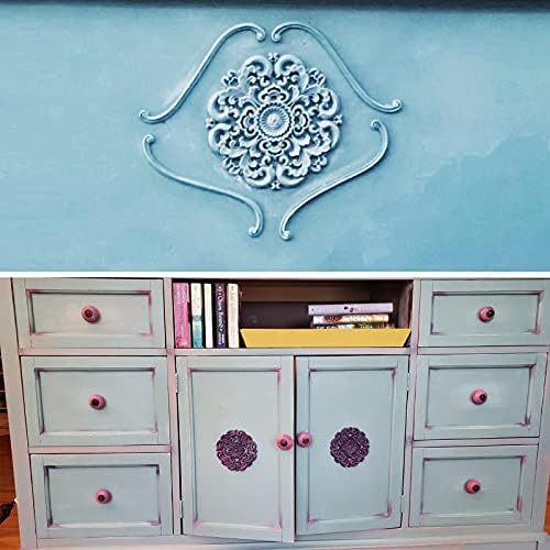 MUXSAM Retro Wood Carved Onlays Appliques, Round Rosette Woodcarvings Center Decals for Closet Door Cabinet Drawer Wall Ceilling Dresser Wardrobe Crafts Decor(1-Pack, 15cm/6")